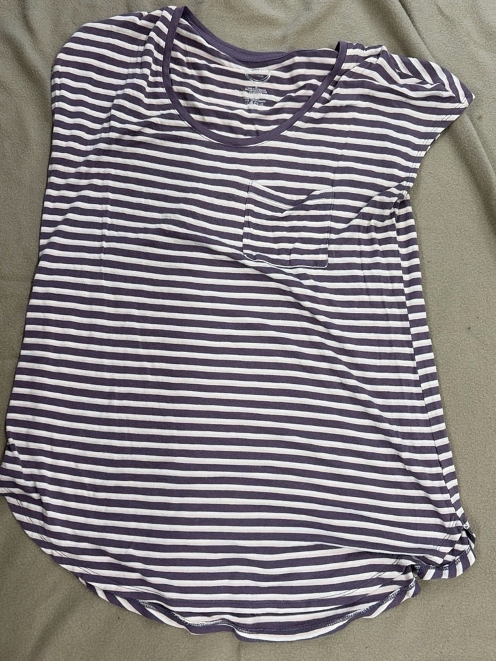 Maurices Purple and White Striped Short Sleeve Pocket Tee